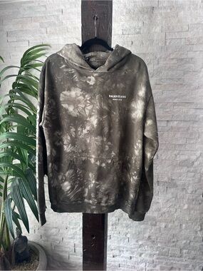 TALENTLESS Olive and Cream Grey Tie-Dye Pullover Hoodie Size Large